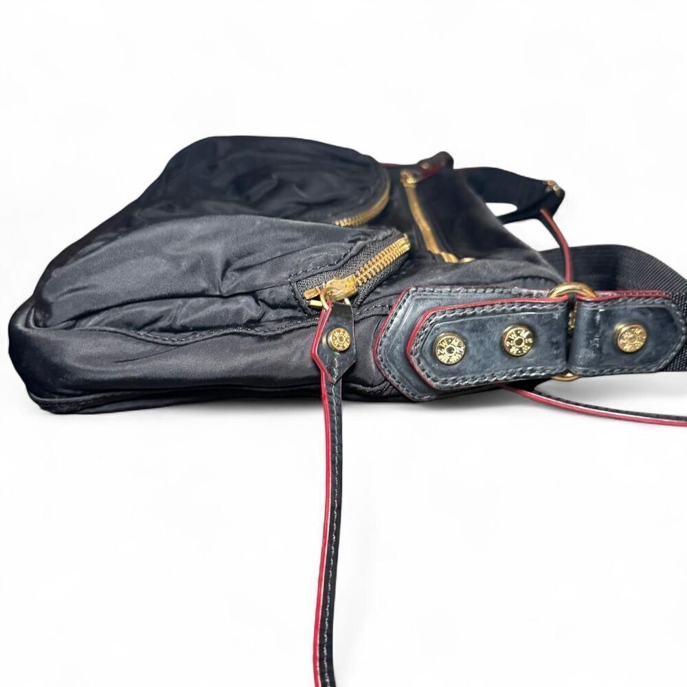 MZ Wallace Black Nylon Crossbody Bag Gold Hardware Adjustable Strap Pockets - Picture 6 of 8